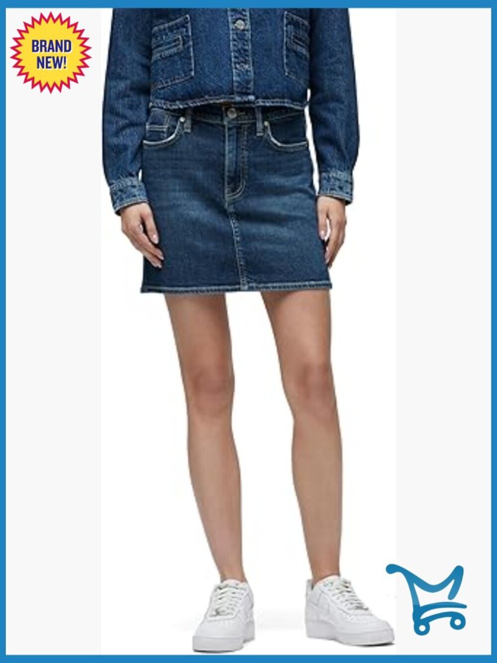 High-Rise Stretch Denim Mini Skirt with 5-Pocket Details